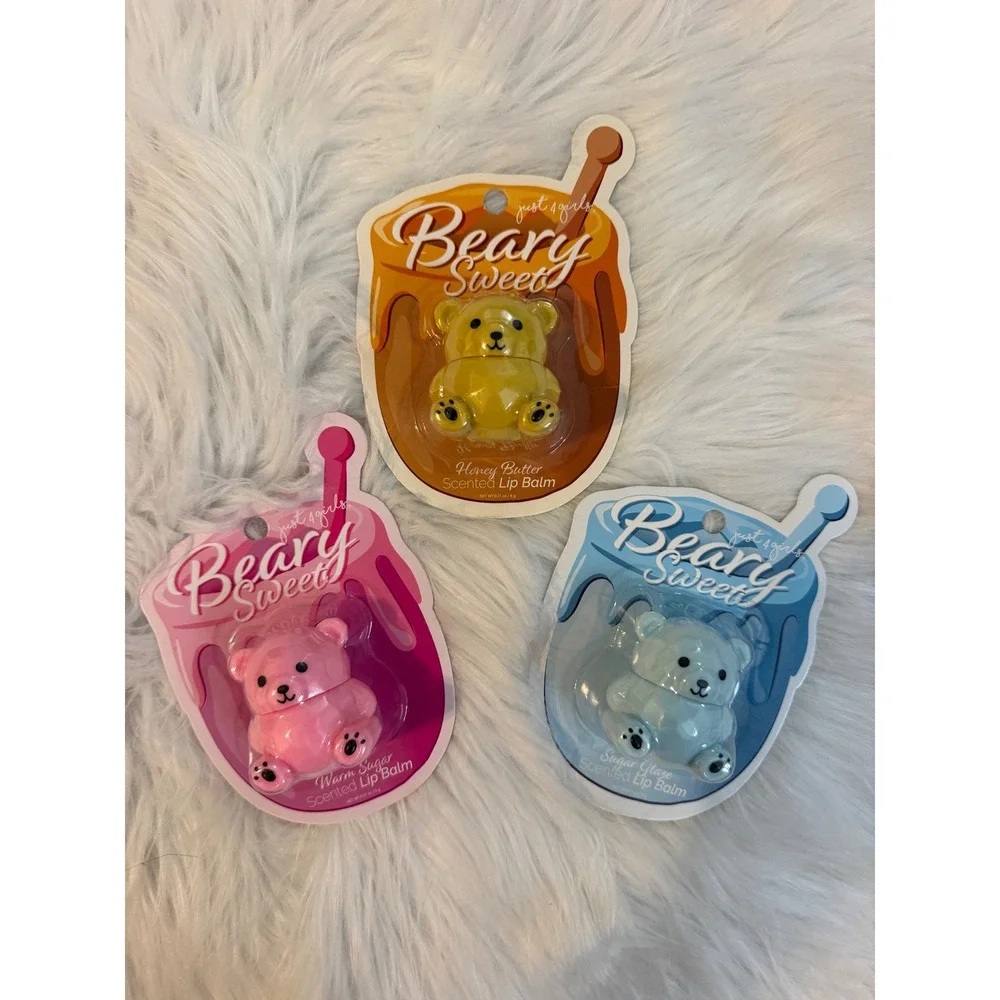 Just 4 Girls Beary Sweet Scented Lip Balm Honey Butter Warm Sugar Glaze Set